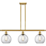 Athens 3-light island Clear Satin Gold
