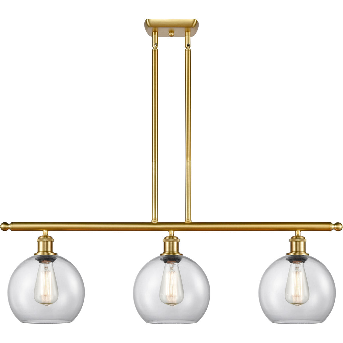 Athens 3-light island Clear Satin Gold