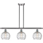 Athens 3-light island Deco Swirl Brushed Satin Nickel