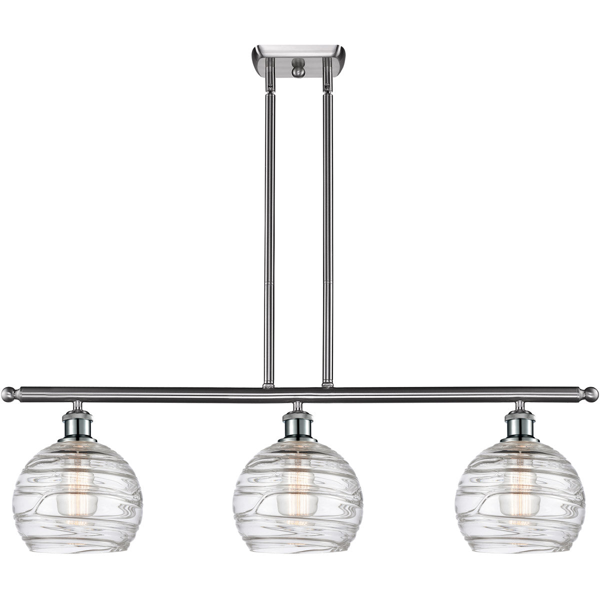 Athens 3-light island Deco Swirl Brushed Satin Nickel