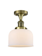 Bell - 1 Light - 8 inch - Antique Brass - Semi-Flush Mount