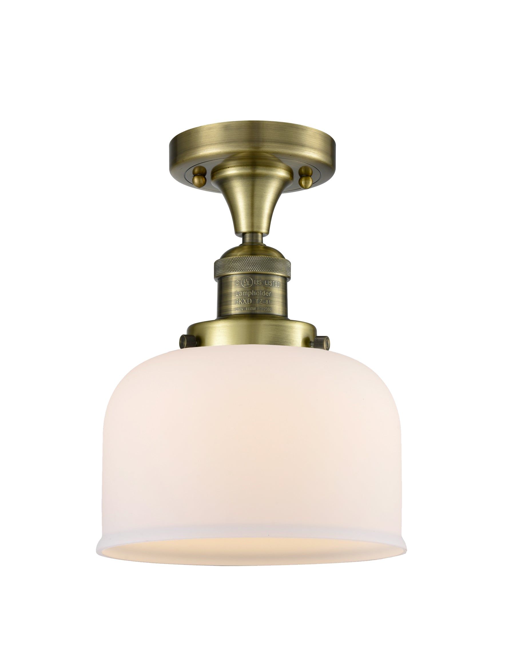 Bell - 1 Light - 8 inch - Antique Brass - Semi-Flush Mount