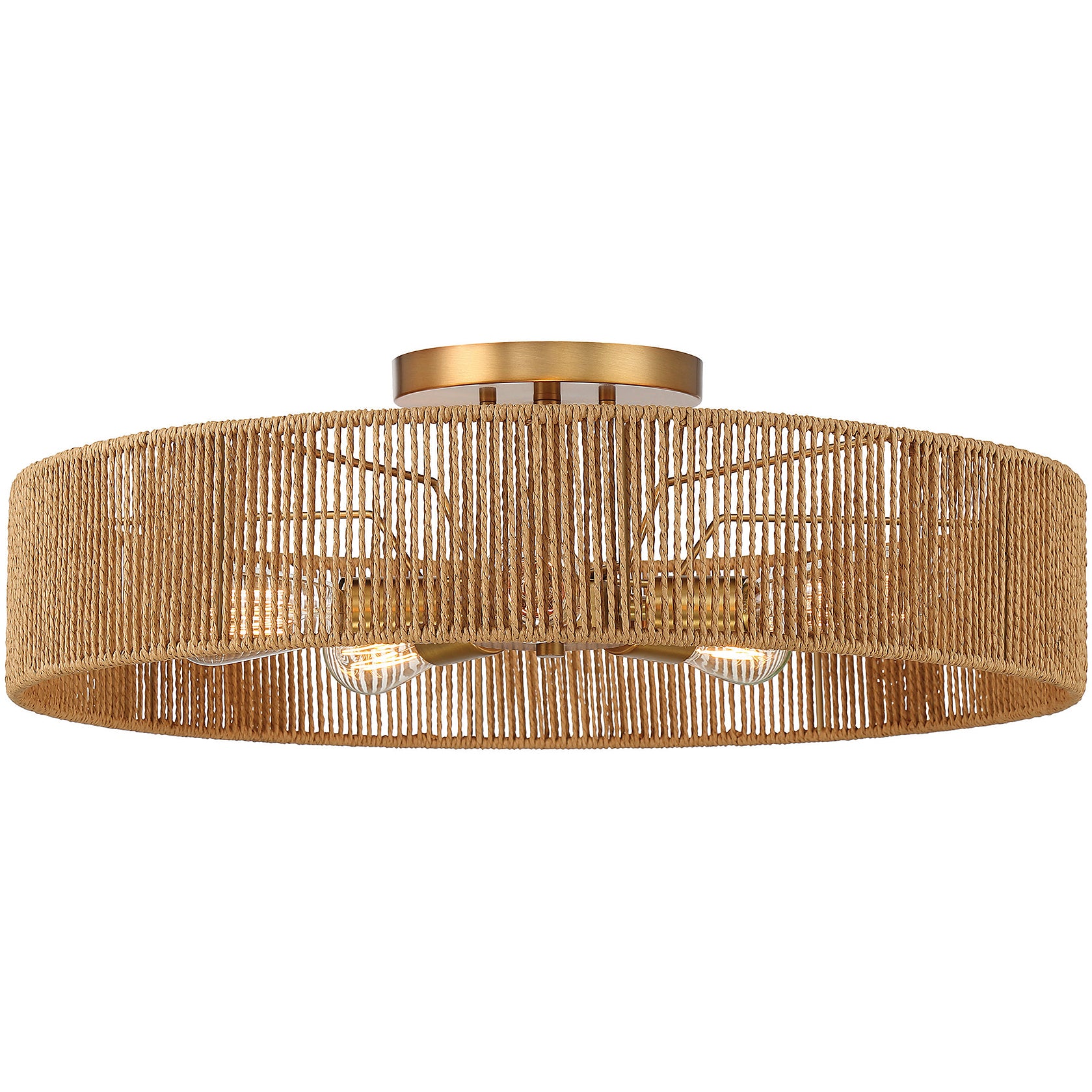 Ashe 5-Light Ceiling Light in Warm Brass and Rope