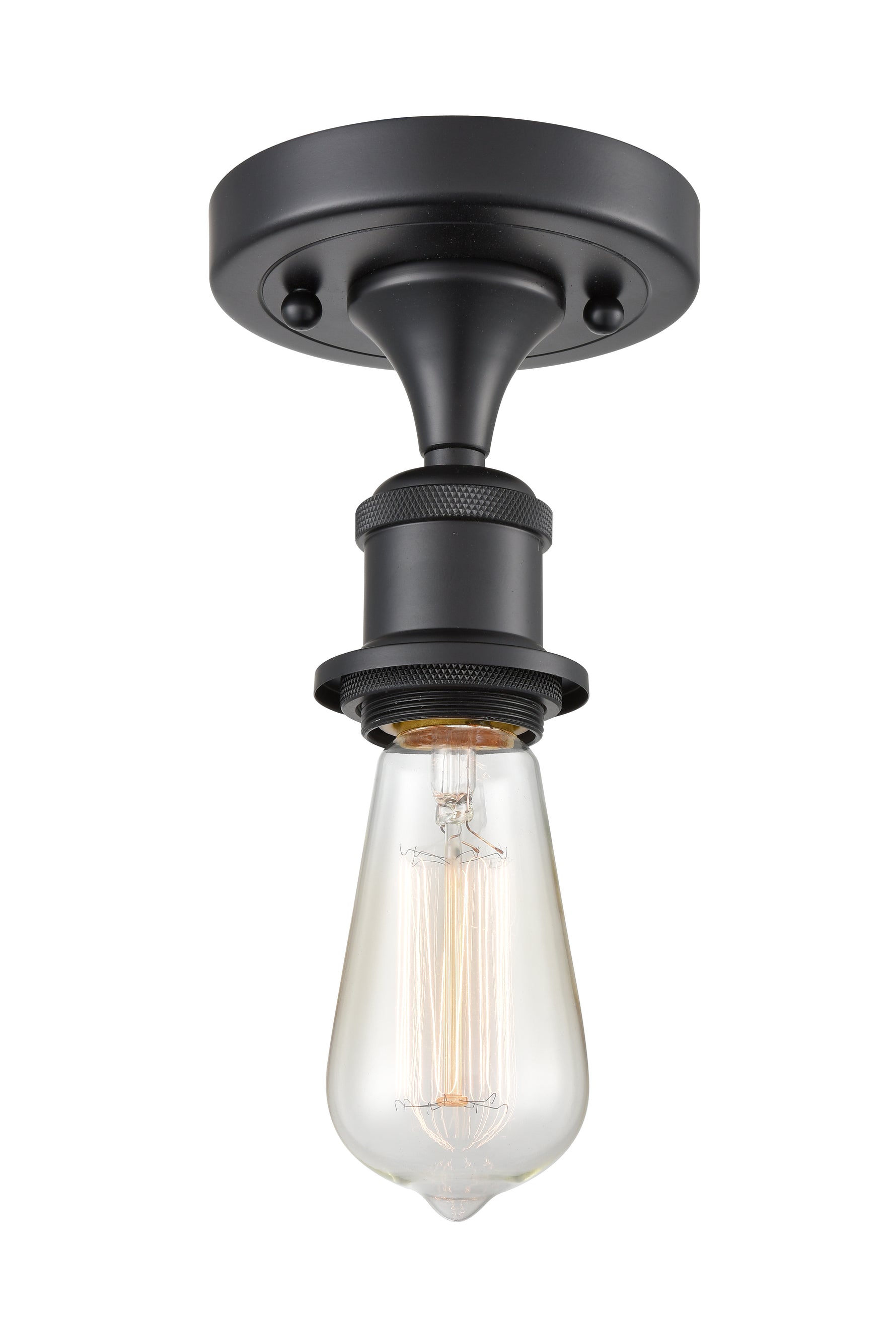 Bare Bulb - 1 Light - 2 inch - Matte Black - Semi-Flush Mount