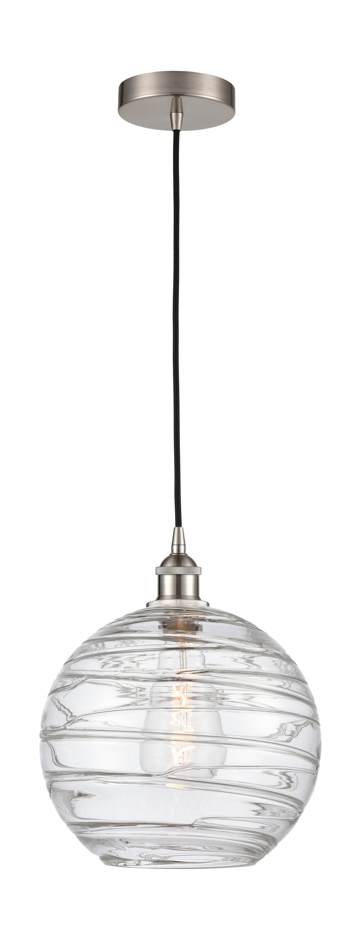 Athens Deco Swirl - 1 Light - 12 inch - Brushed Satin Nickel - Cord hung - Mini Pendant