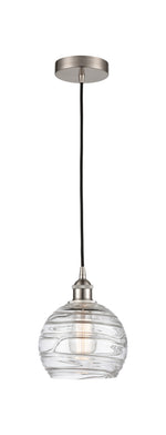Athens Deco Swirl - 1 Light - 8 inch - Brushed Satin Nickel - Cord hung - Mini Pendant
