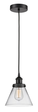 Cone - 1 Light - 8 inch - Matte Black - Cord hung - Mini Pendant