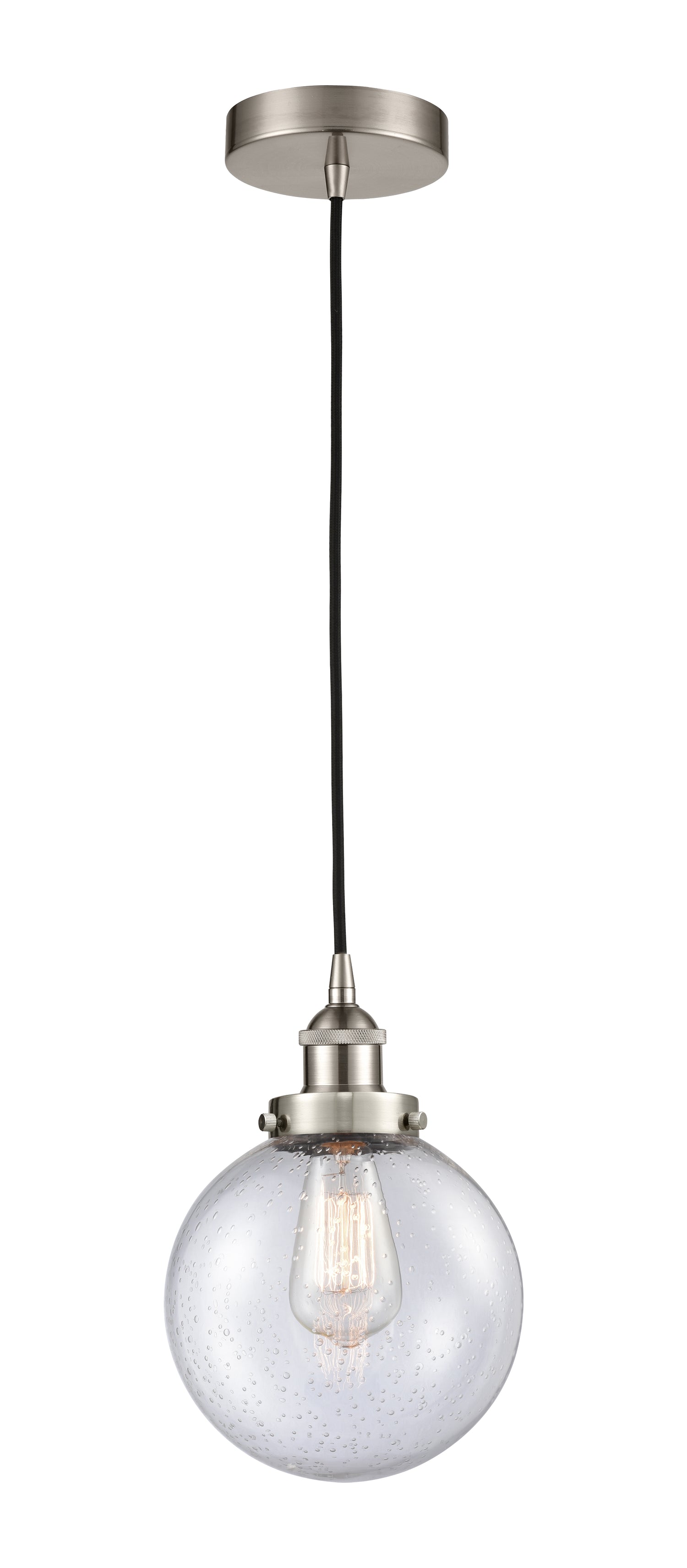 Beacon - 1 Light - 8 inch - Brushed Satin Nickel - Cord hung - Mini Pendant