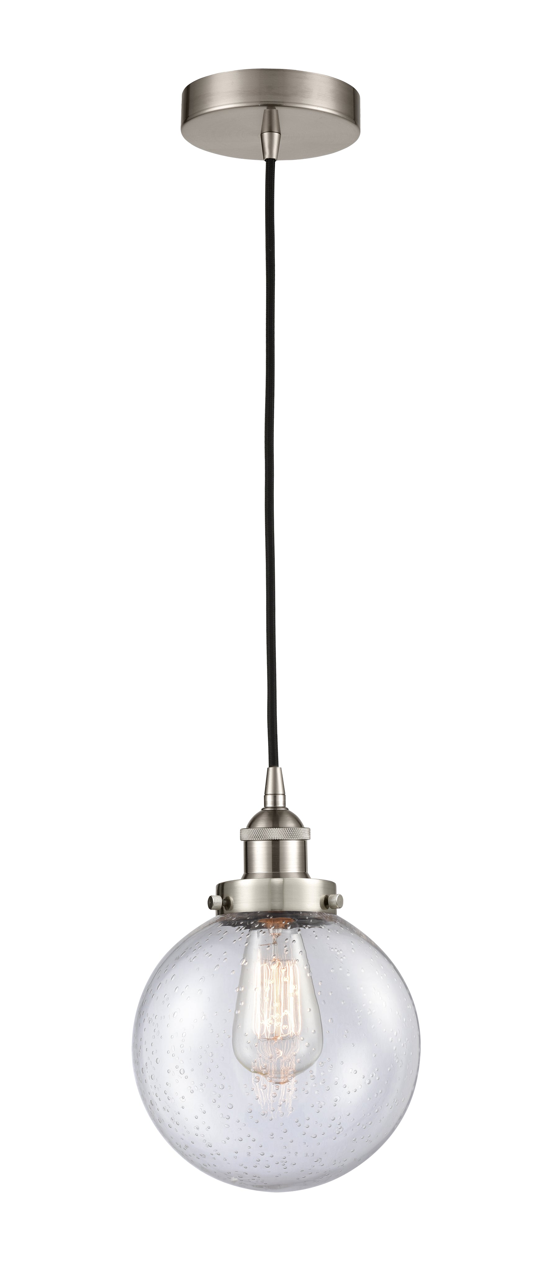 Beacon - 1 Light - 8 inch - Brushed Satin Nickel - Cord hung - Mini Pendant