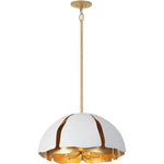 Brewster 5-Light Pendant in Cavalier Gold with Royal White