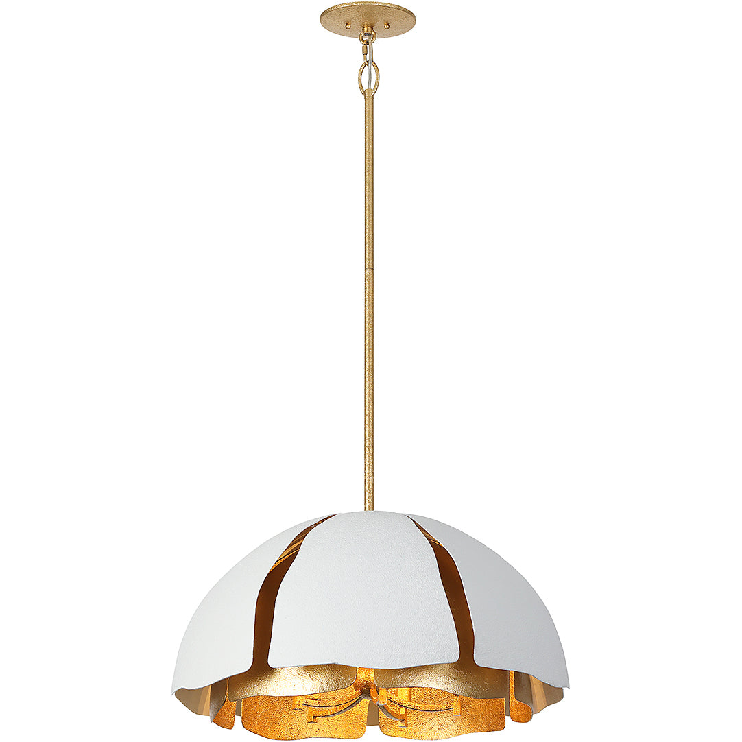 Brewster 5-Light Pendant in Cavalier Gold with Royal White