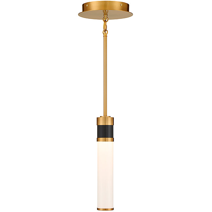 Abel LED Mini-Pendant in Matte Black with Warm Brass Accents