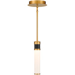 Abel LED Mini-Pendant in Matte Black with Warm Brass Accents