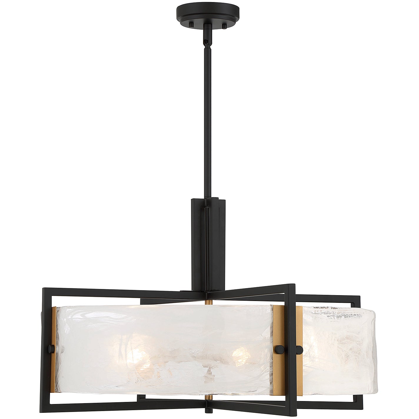 Hayward 5-Light Pendant in Matte Black with Warm Brass Accents
