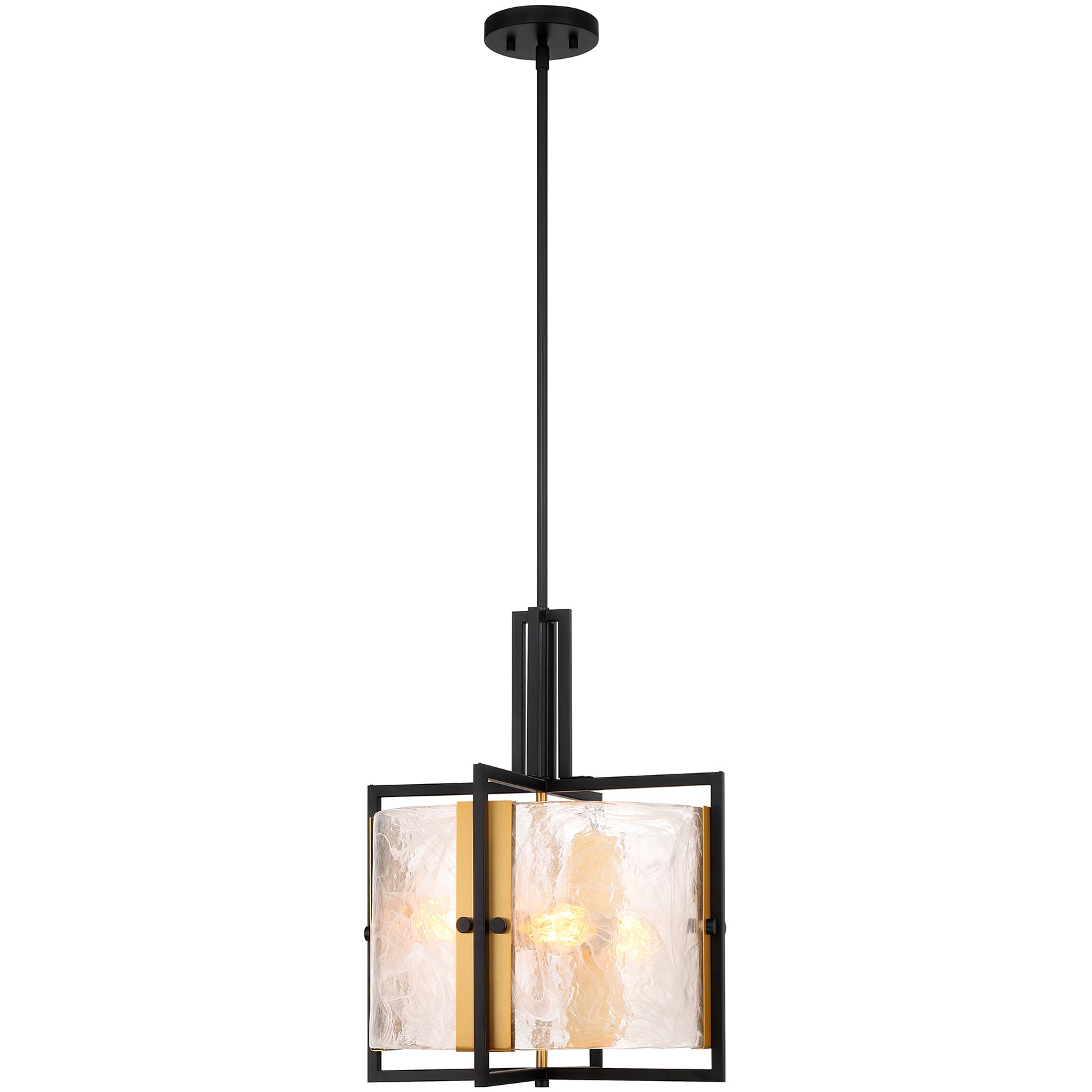 Hayward 3-Light Pendant in Matte Black with Warm Brass Accents