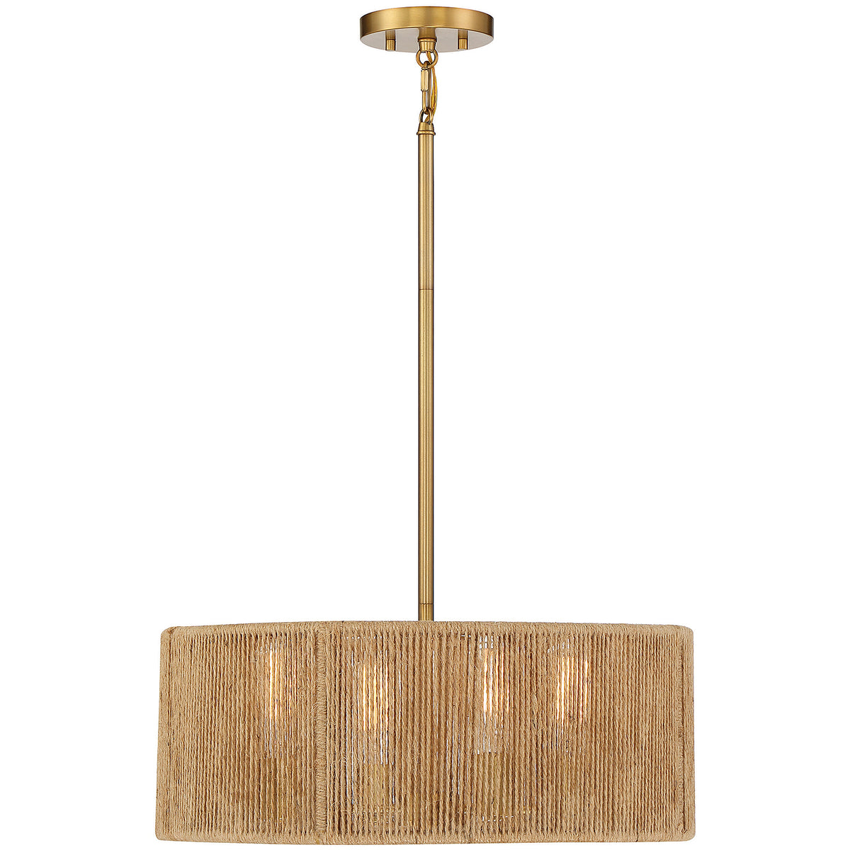 Ashe 4-Light Pendant in Warm Brass and Rope