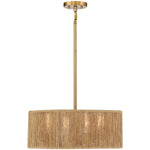 Ashe 4-Light Pendant in Warm Brass and Rope