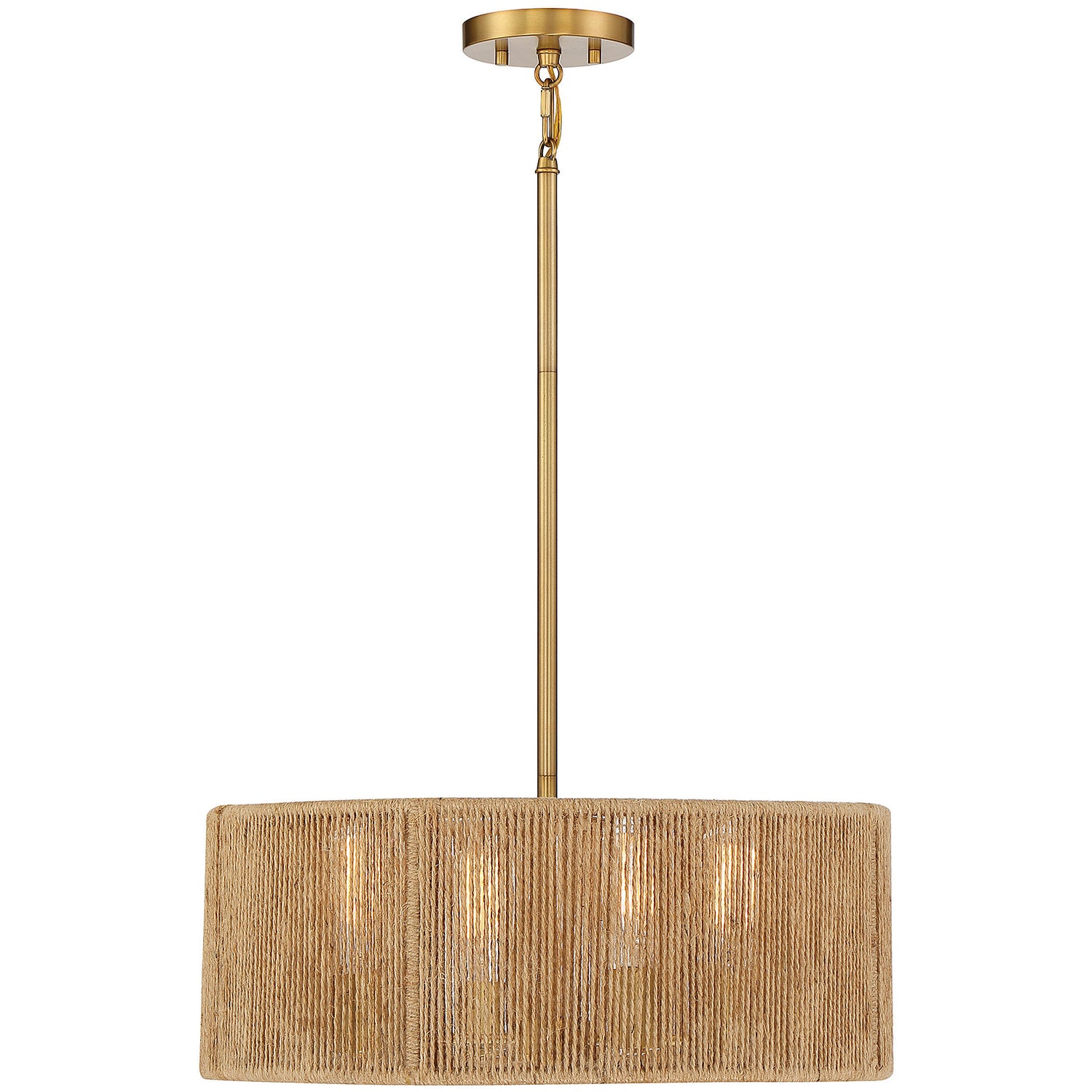 Ashe 4-Light Pendant in Warm Brass and Rope