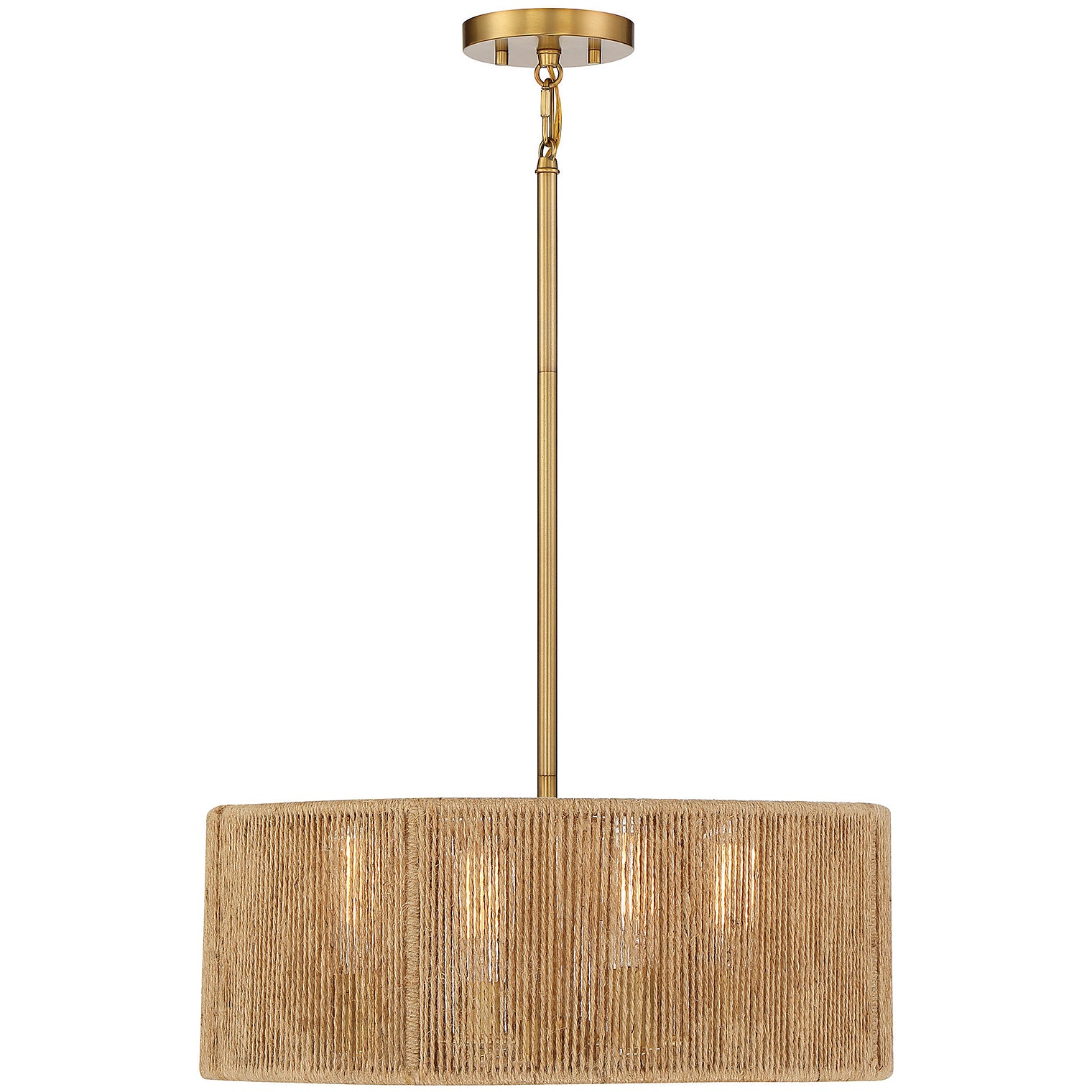 Ashe 4-Light Pendant in Warm Brass and Rope