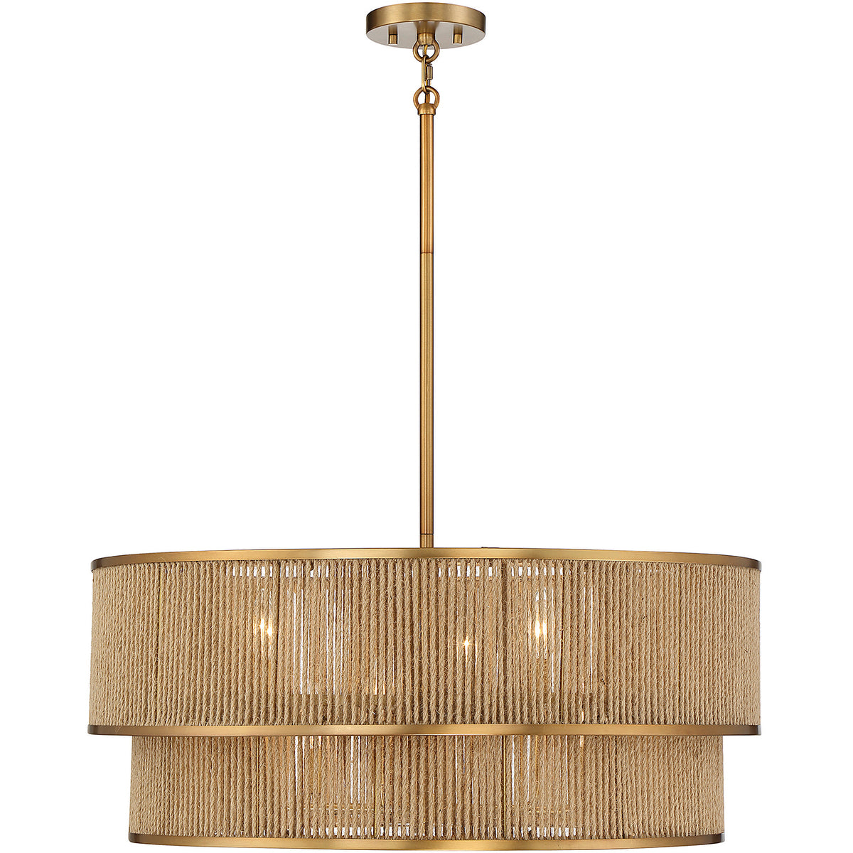Ashburn 6-Light Pendant in Warm Brass and Rope