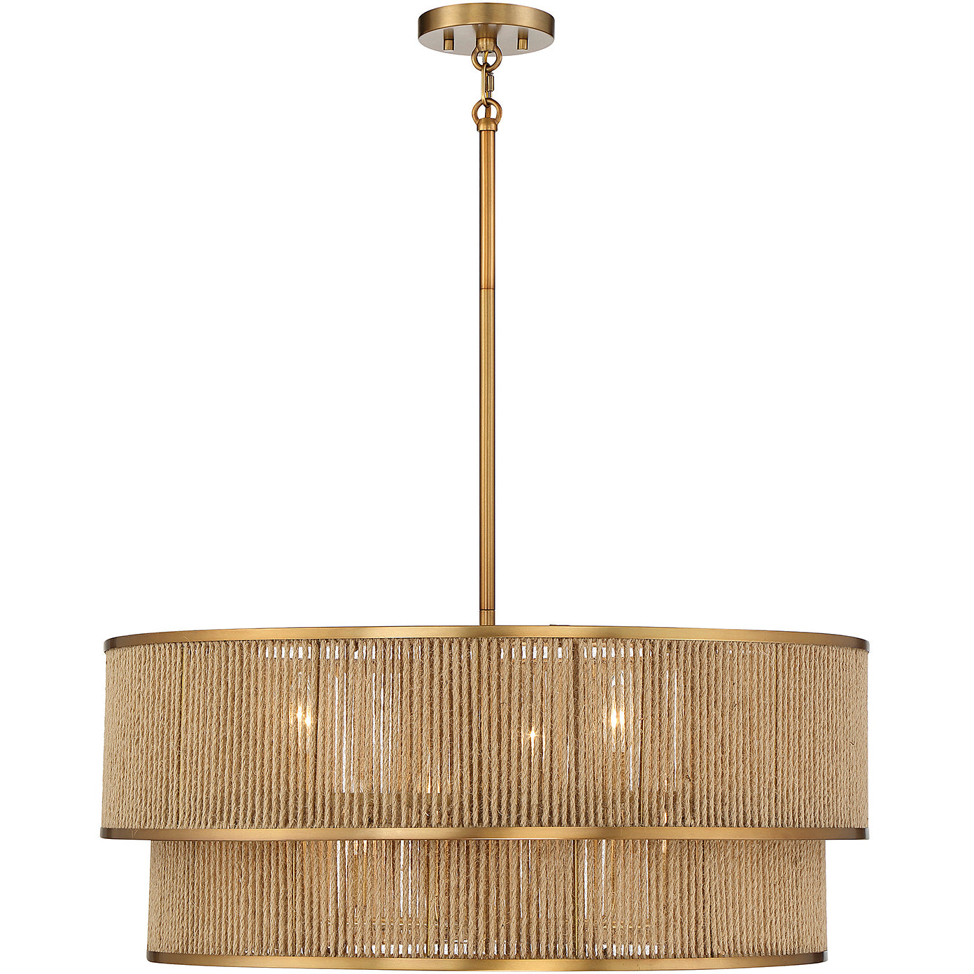 Ashburn 6-Light Pendant in Warm Brass and Rope