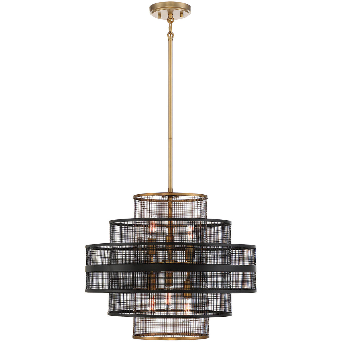 Kelvin 6-Light Pendant in Matte Black with Warm Brass