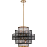 Kelvin 6-Light Pendant in Matte Black with Warm Brass
