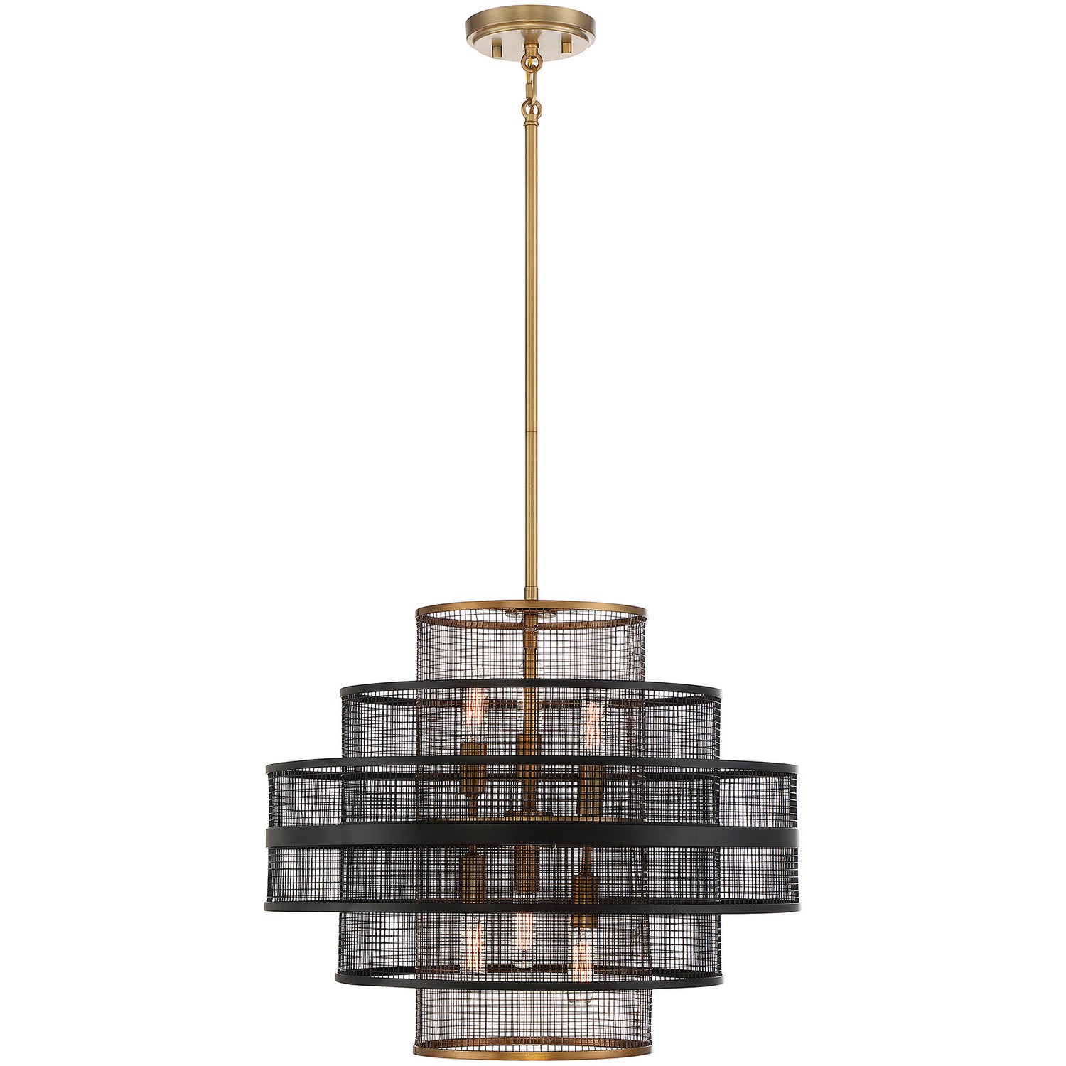 Kelvin 6-Light Pendant in Matte Black with Warm Brass