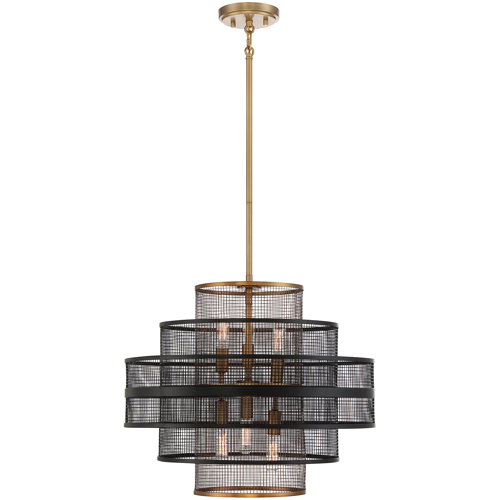 Kelvin 6-Light Pendant in Matte Black with Warm Brass