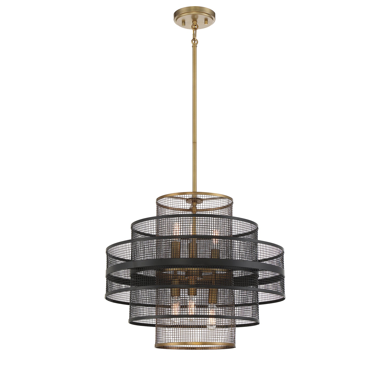 Kelvin 6-Light Pendant in Matte Black with Warm Brass