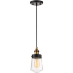 Macauley 1-Light Mini-Pendant in Vintage Black with Warm Brass