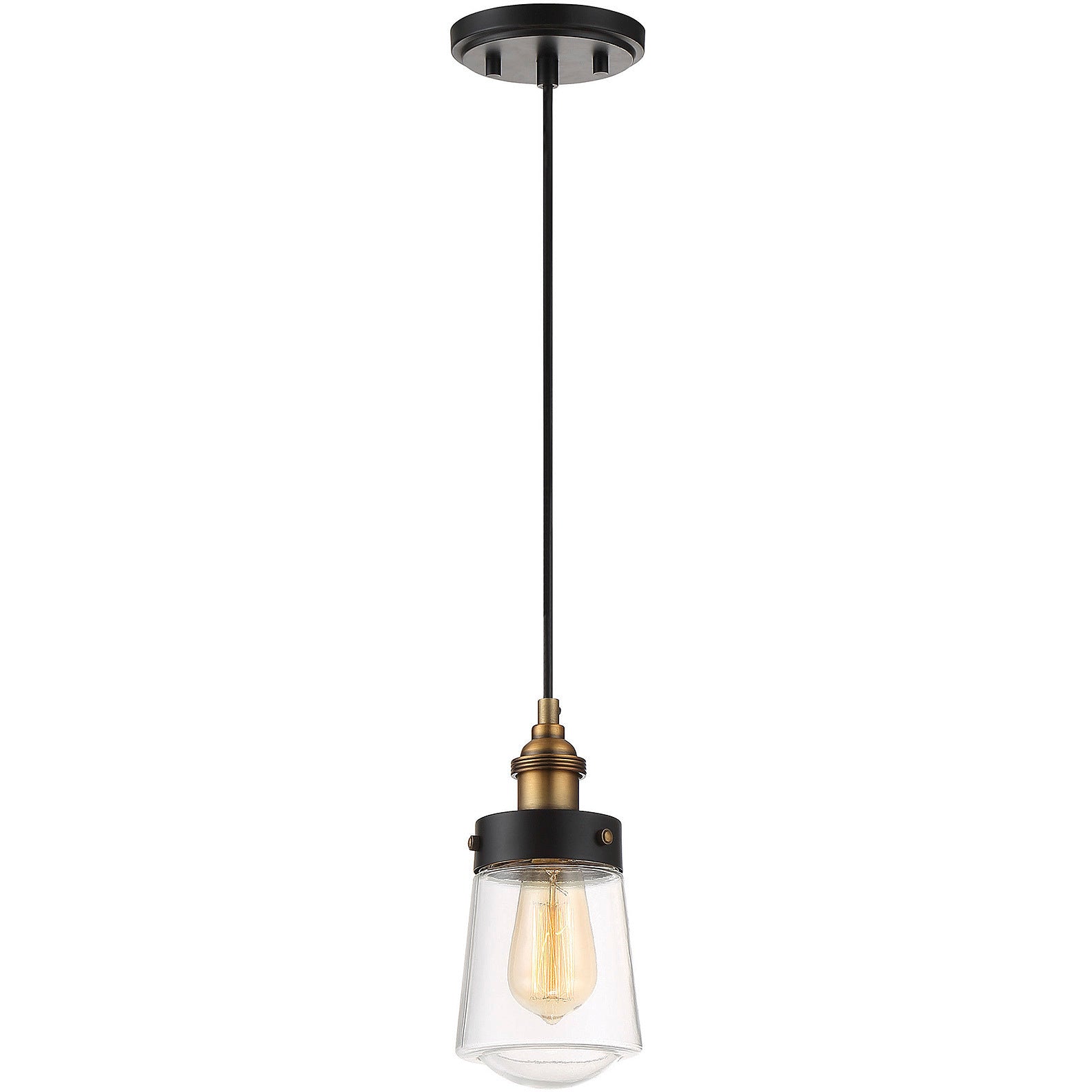 Macauley 1-Light Mini-Pendant in Vintage Black with Warm Brass