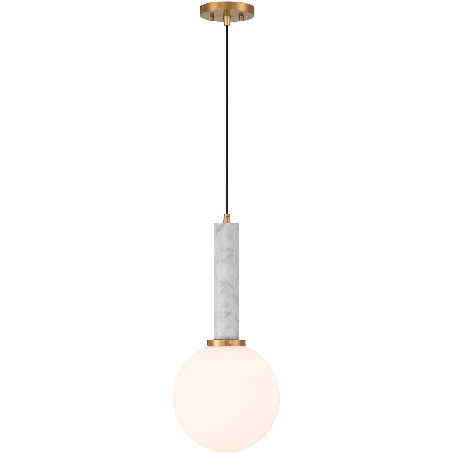 Callaway 1-Light Pendant in Black Marble with Warm Brass
