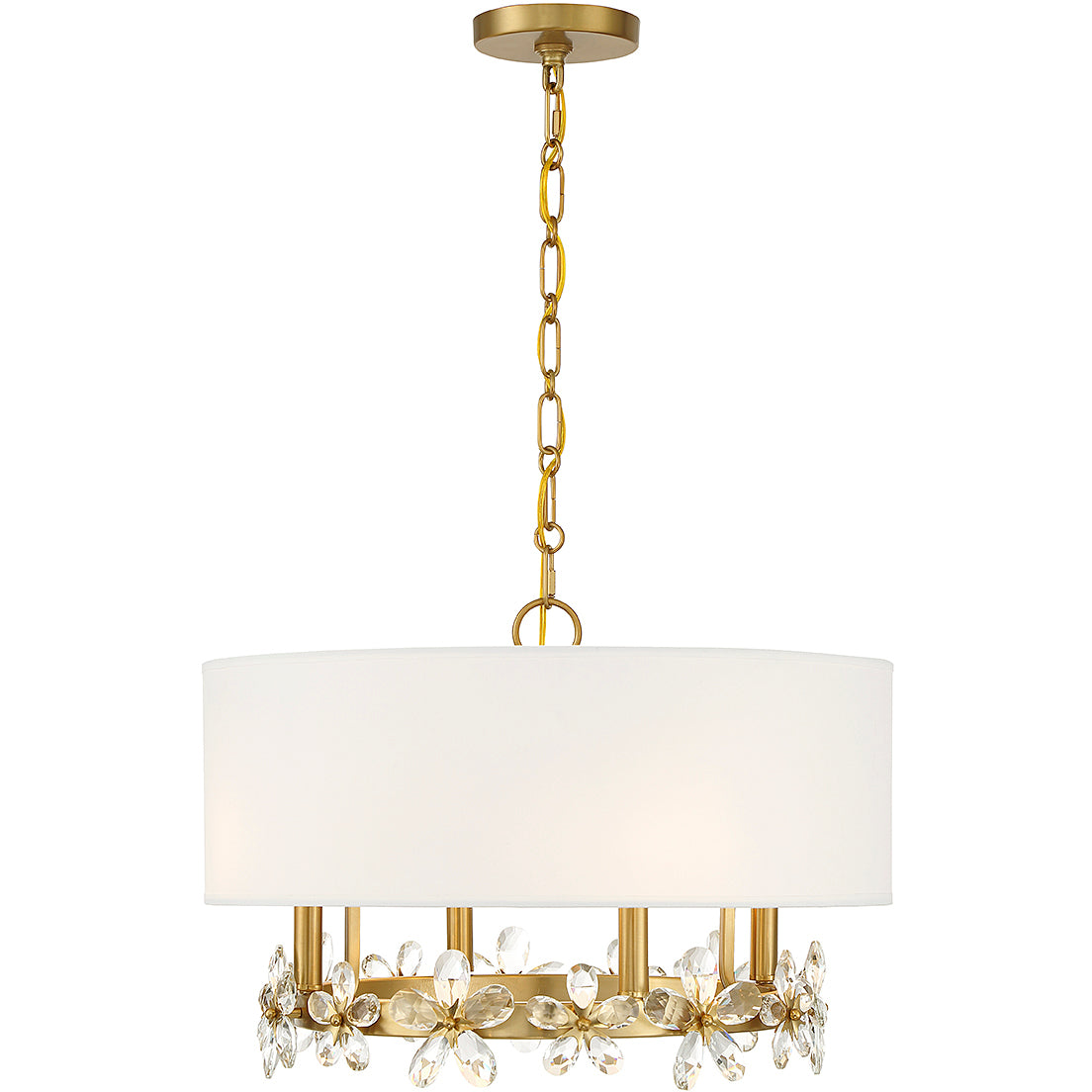 Dahlia 4-Light Pendant in Warm Brass