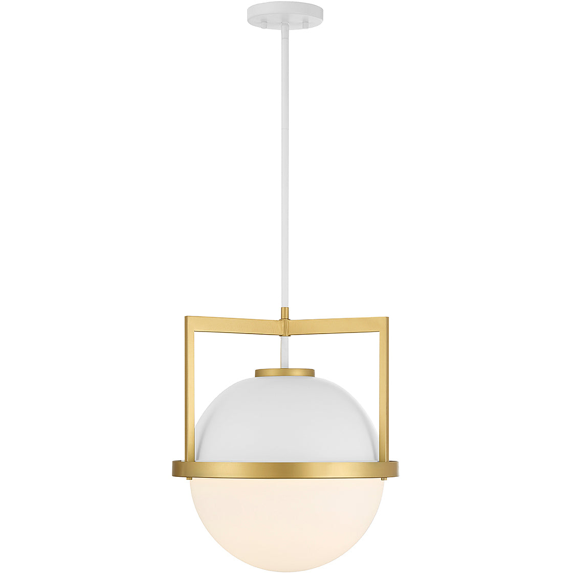 Carlysle 1-Light Pendant in Matte Black with Warm Brass Accents
