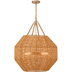 Selby 5-Light Pendant in Burnished Brass and Rattan