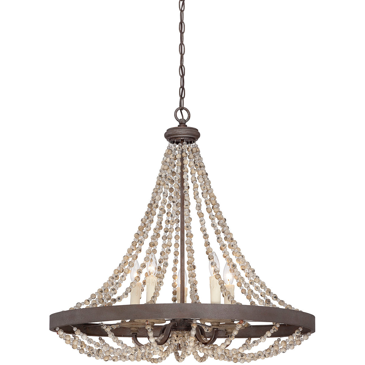 Mallory 5-Light Pendant in Fossil Stone