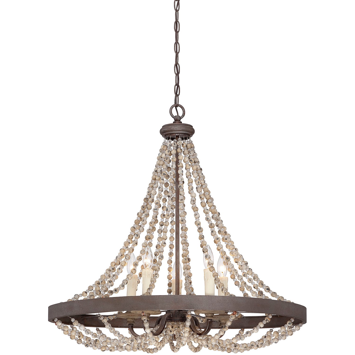 Mallory 5-Light Pendant in Fossil Stone