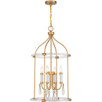 Mayfair 4-Light Pendant in Warm Brass and Chrome