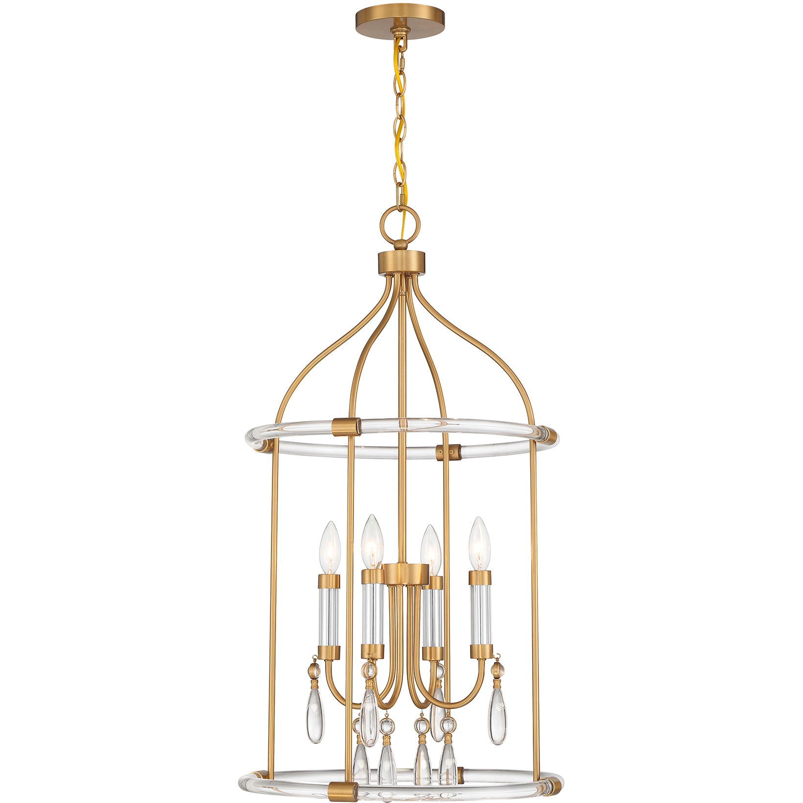 Mayfair 4-Light Pendant in Warm Brass and Chrome