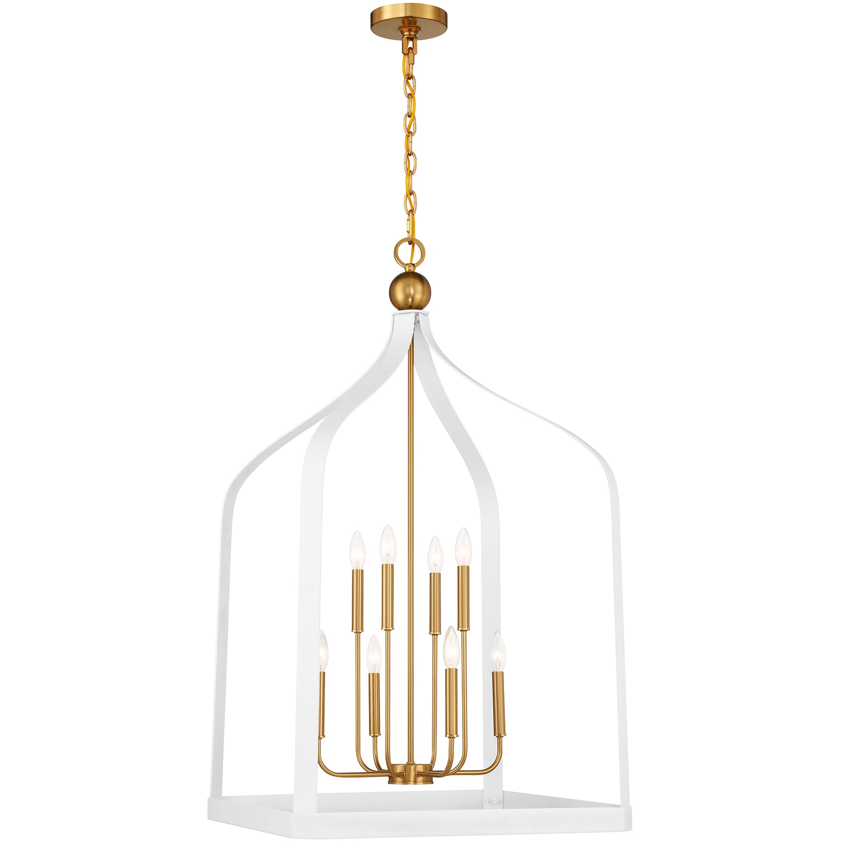 Sheffield 8-Light Pendant in Matte Black with Warm Brass Accents