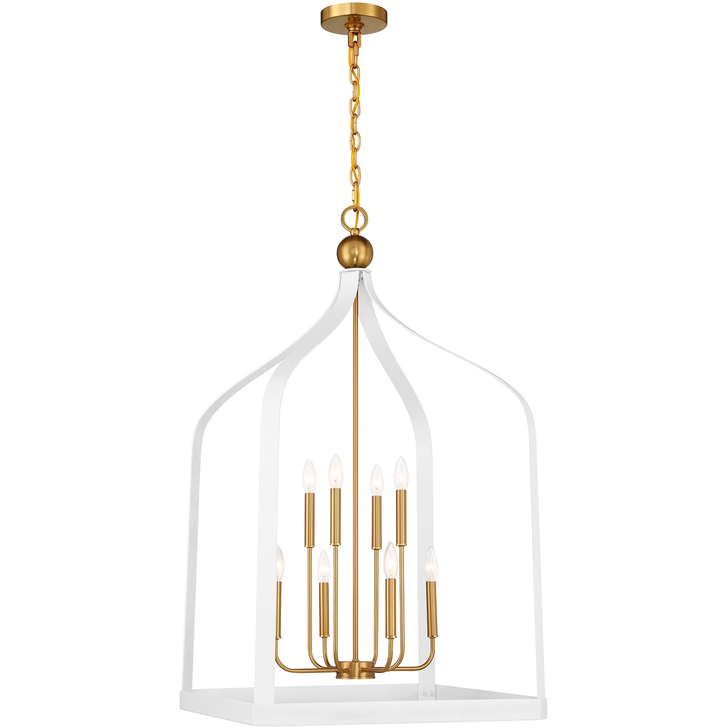 Sheffield 8-Light Pendant in Matte Black with Warm Brass Accents