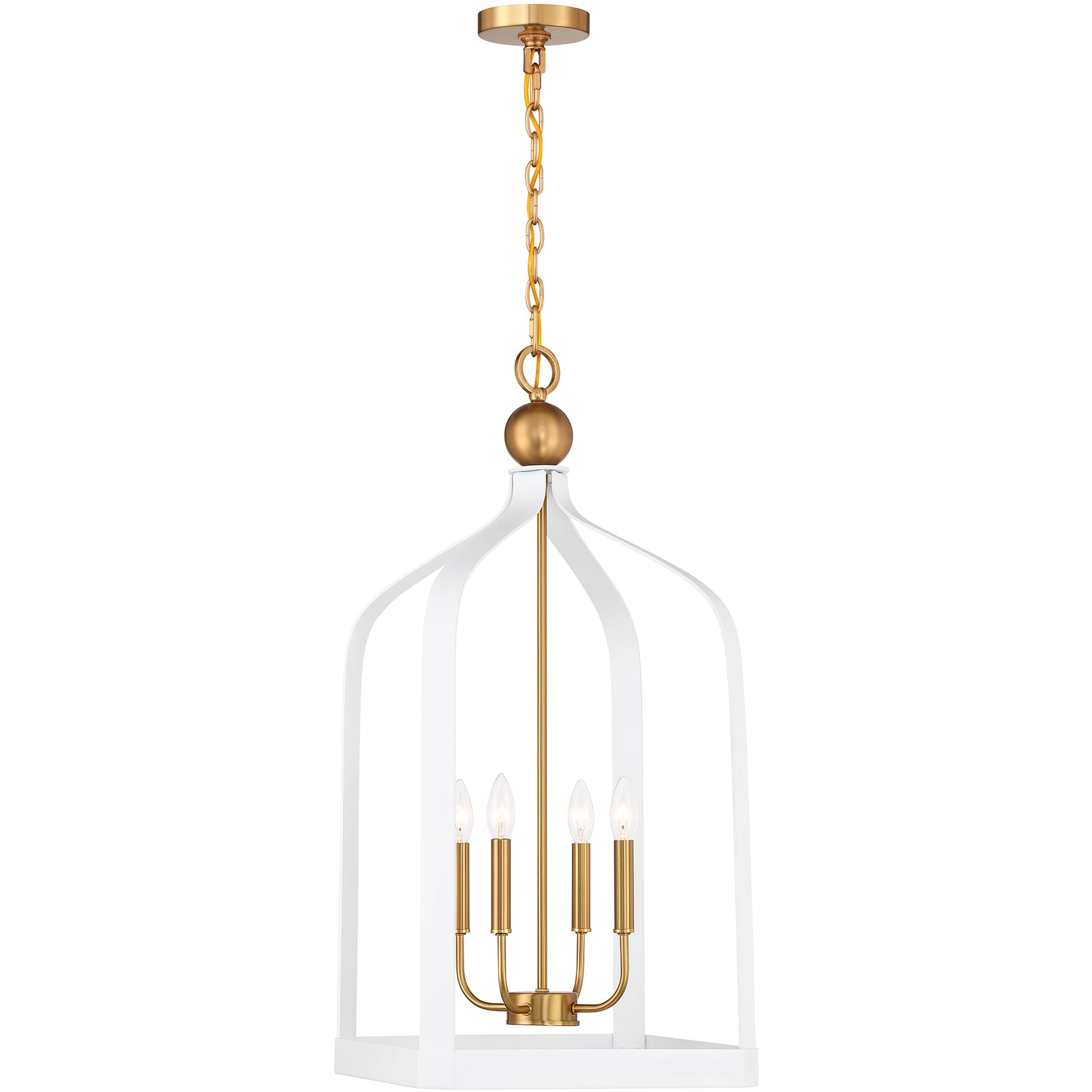 Sheffield 4-Light Pendant in Matte Black with Warm Brass Accents