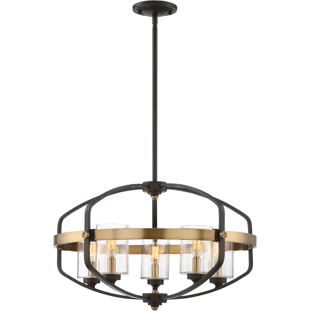 Kirkland 5-Light Pendant in English Bronze and Warm Brass