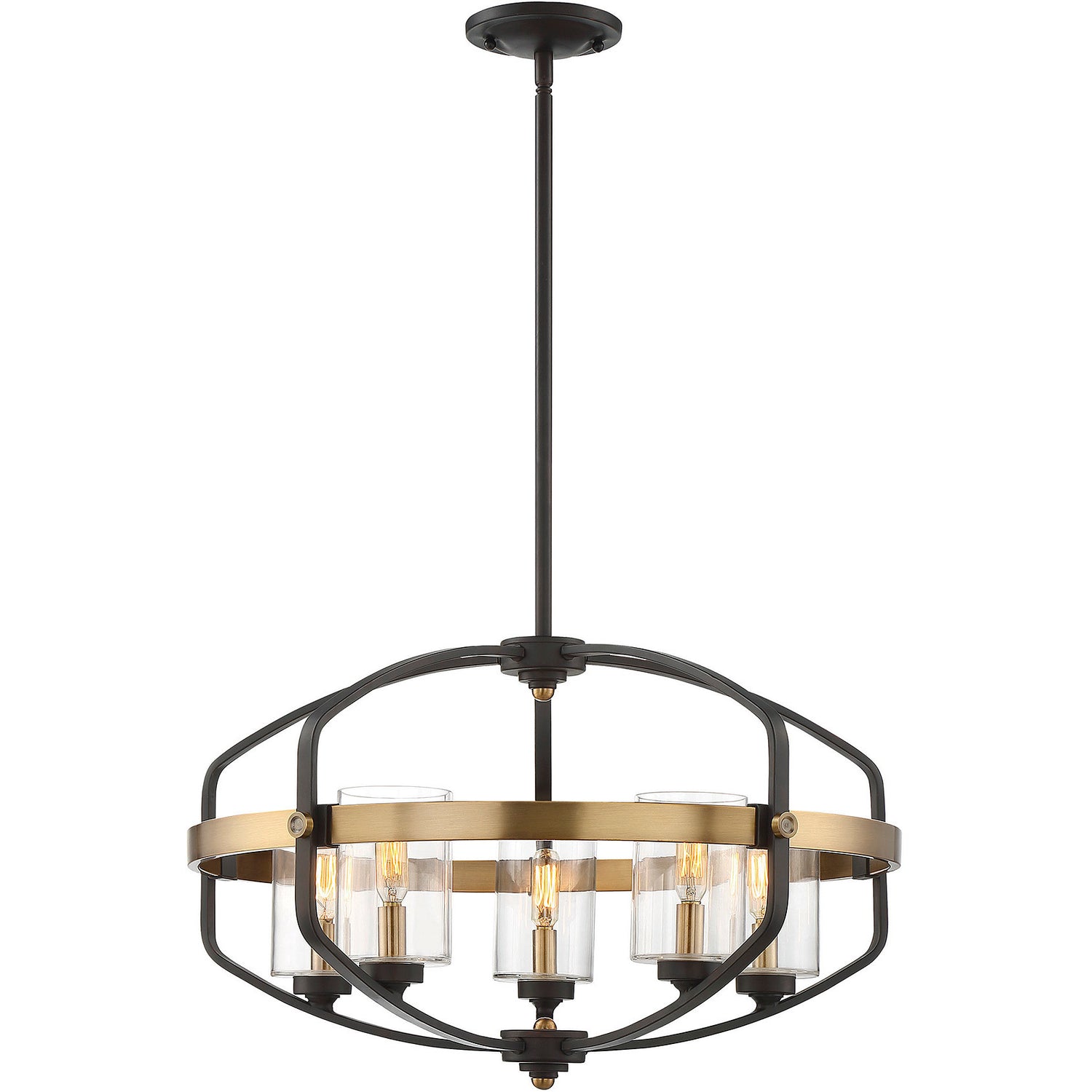 Kirkland 5-Light Pendant in English Bronze and Warm Brass