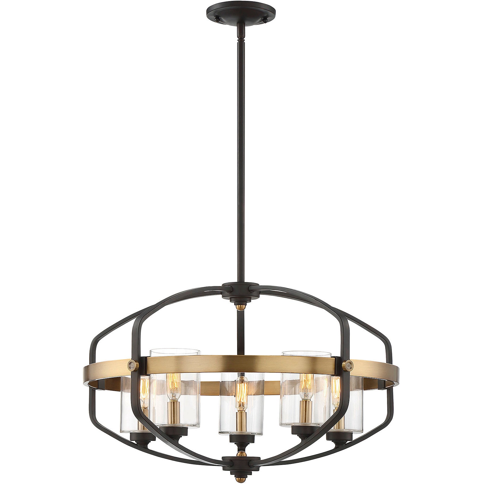 Kirkland 5-Light Pendant in English Bronze and Warm Brass