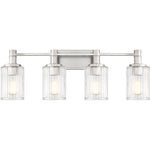 Concord 4-Light Bathroom Vanity Light in Matte Black with Warm Brass