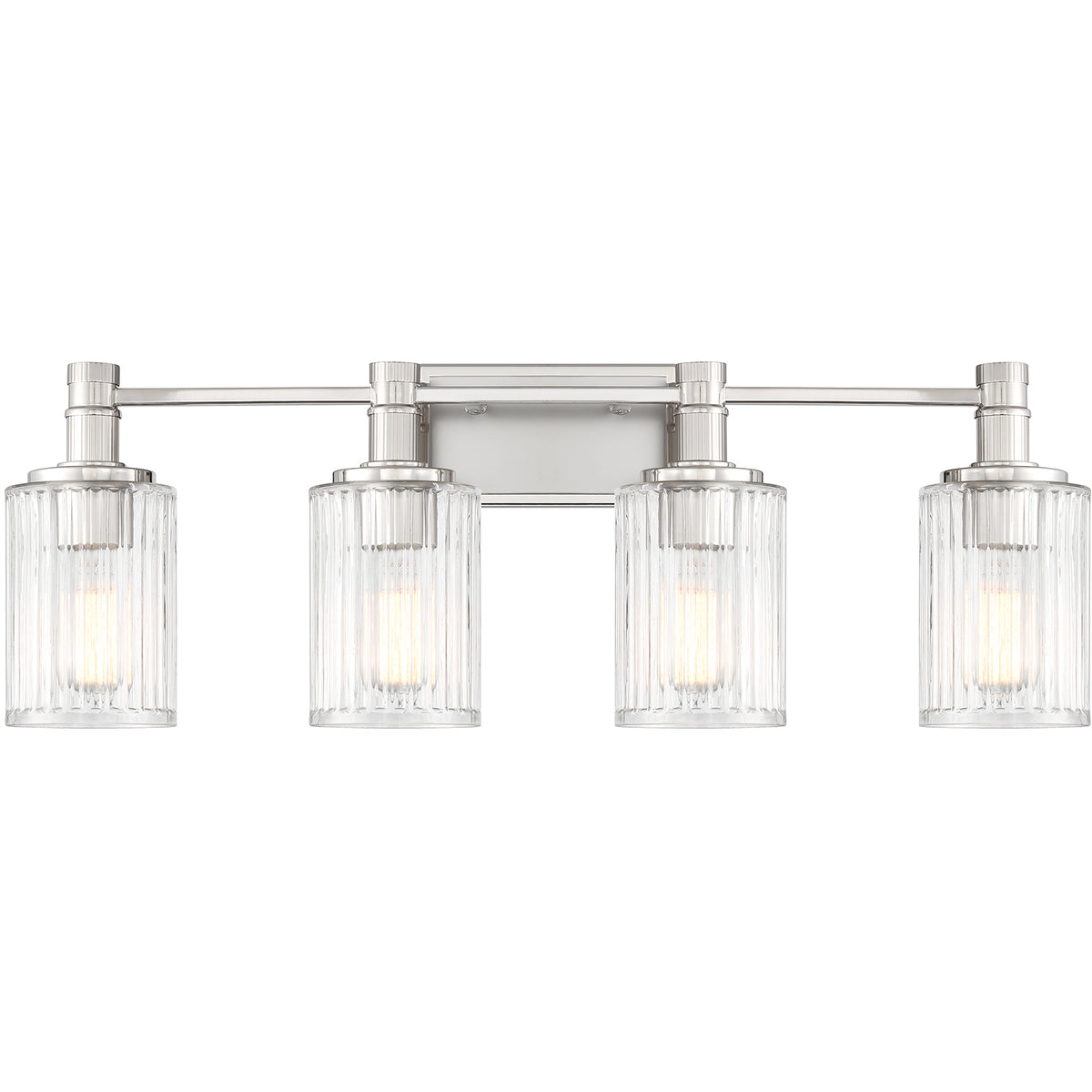 Concord 4-Light Bathroom Vanity Light in Matte Black with Warm Brass