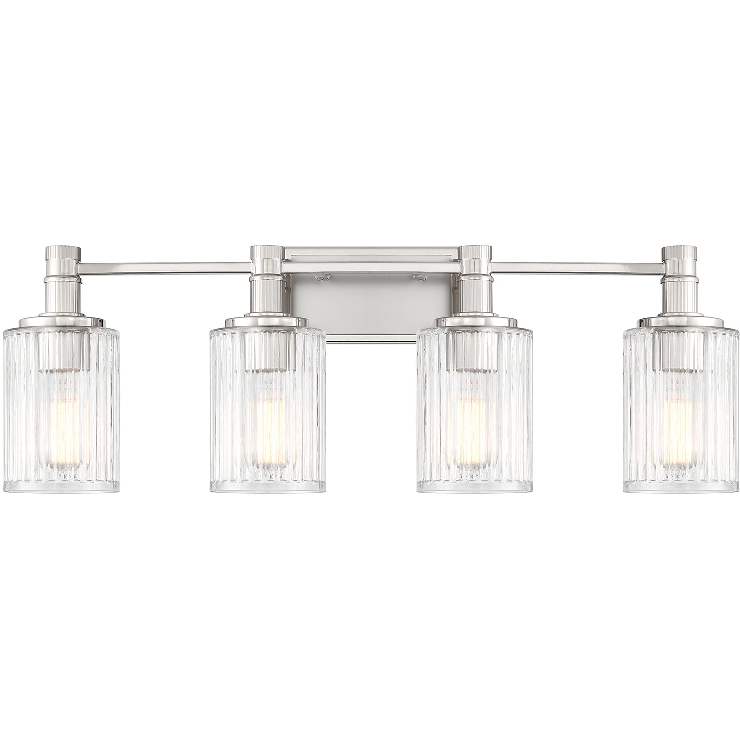 Concord 4-Light Bathroom Vanity Light in Matte Black with Warm Brass