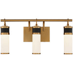 Abel 3-Light LED Bathroom Vanity Light in Matte Black with Warm Brass Accents